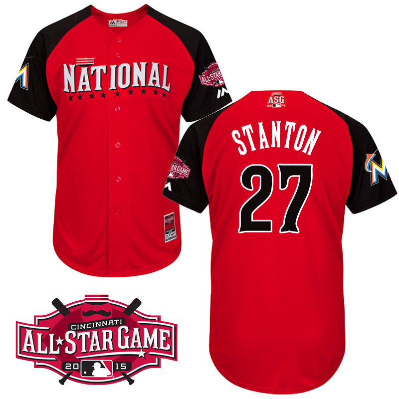 National League Marlins 27 Stanton Red 2015 All Star Jersey