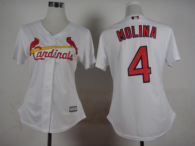 Cardinals 4 Molina White New Cool Base Women Jersey