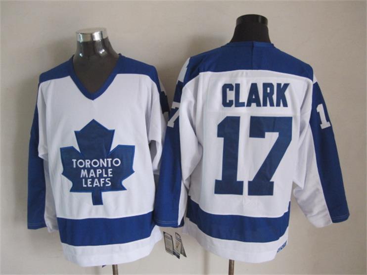 Maple Leafs 17 Clark White CCM Jersey