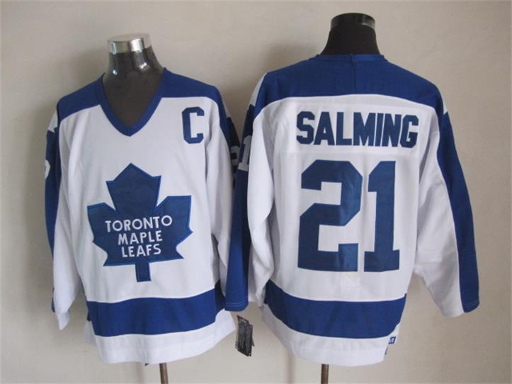 Maple Leafs 21 Salming White CCM Jersey