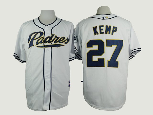Padres 27 Kemp White Cool Base Jersey