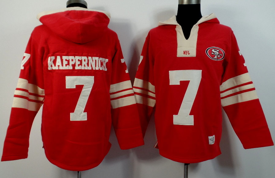 Nike 49ers 7 Colin Kaepernick Red All Stitched Hooded Sweatshirt