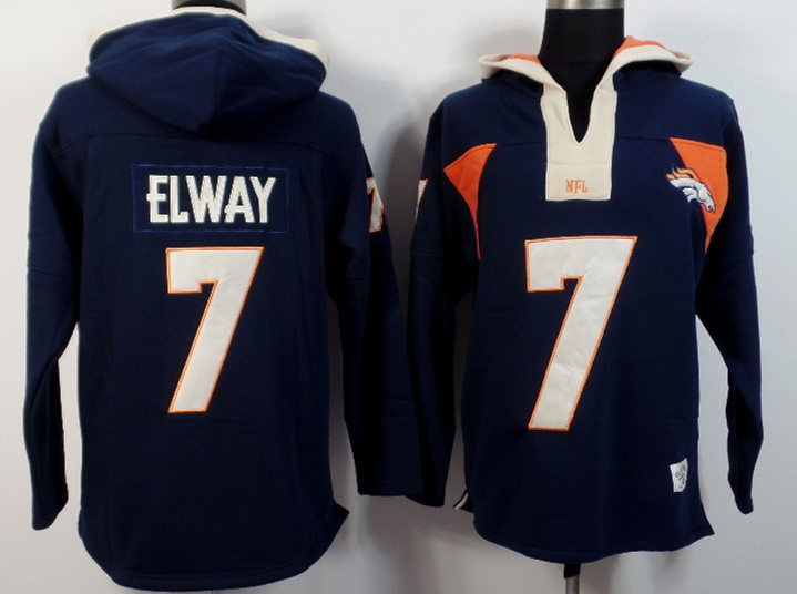 Nike Broncos 7 John Elway Blue All Stitched Hooded Sweatshirt