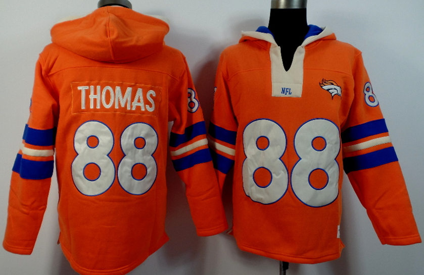 Nike Broncos 88 Demaryius Thomas Orange All Stitched Hooded Sweatshirt