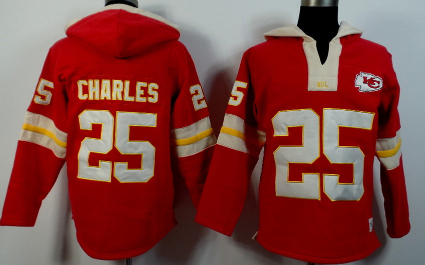 Nike Chiefs 25 Jamaal Charles Red All Stitched Hooded Sweatshirt