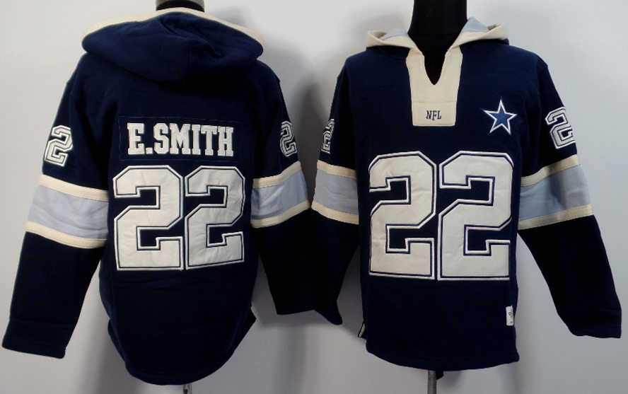 Nike Cowboys 22 E.Smith Blue All Stitched Hooded Sweatshirt
