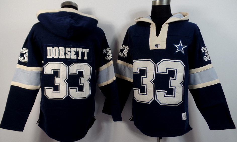 Nike Cowboys 33 Tony Dorsett Blue All Stitched Hooded Sweatshirt - Click Image to Close