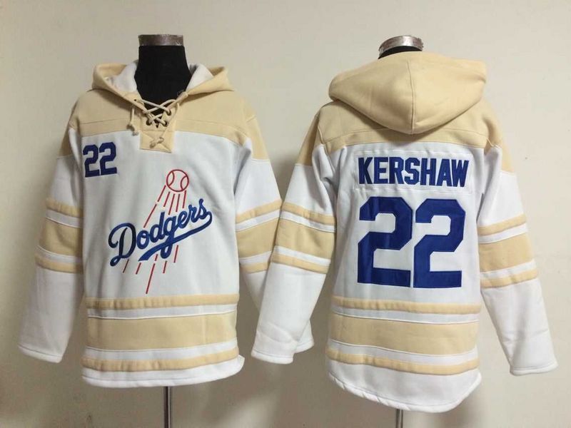 Dodgers 22 Clayton Kershaw White All Stitched Hooded Sweatshirt