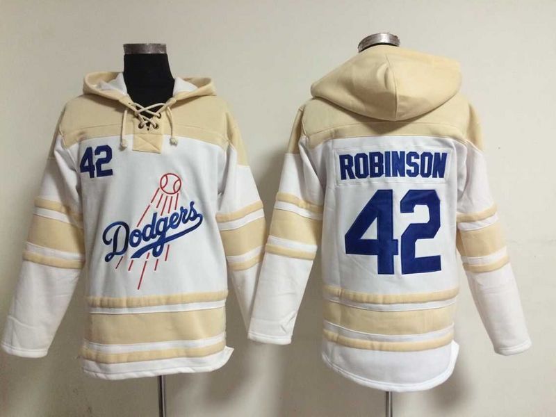 Dodgers 42 Jackie Robinson White All Stitched Hooded Sweatshirt