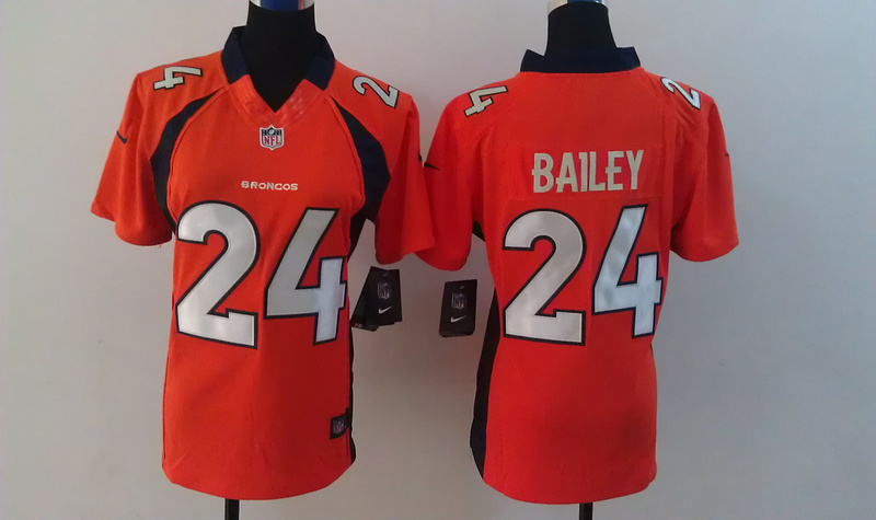 Nike Broncos 24 Champ Bailey Orange Limited Women Jersey