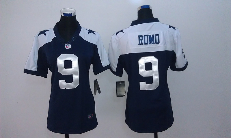 Nike Cowboys 9 Tony Romo Blue Thanksgiving Limited Women Jersey