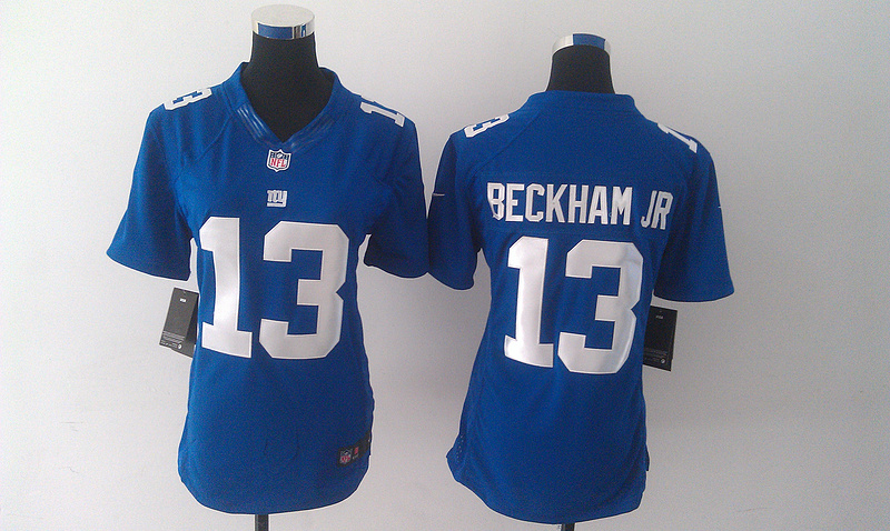 Nike Giants 13 Odell Beckham Jr Blue Limited Women Jersey