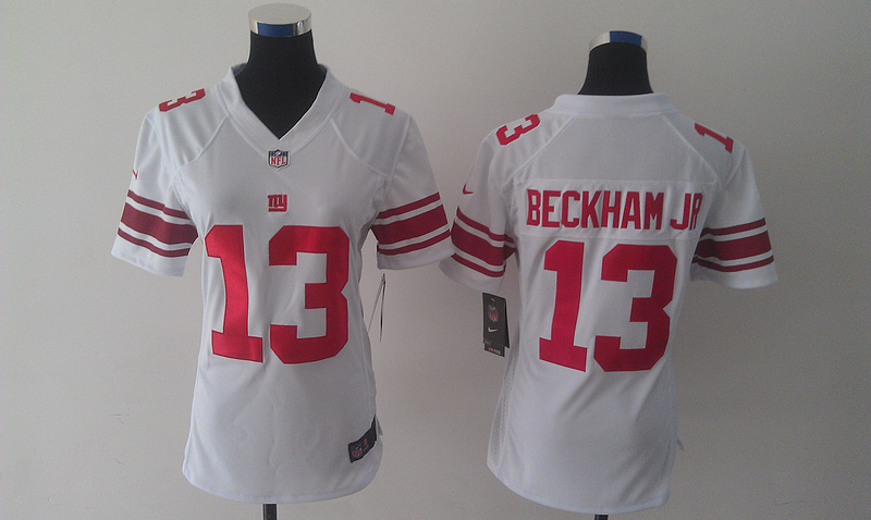 Nike Giants 13 Odell Beckham Jr White Limited Women Jersey