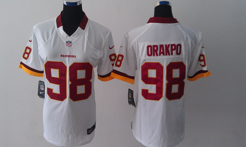 Nike Redskins 98 Brian Orakpo White Limited Women Jersey - Click Image to Close