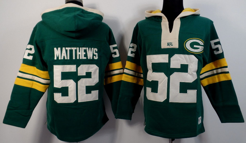 Nike Packers 52 Clay Matthews Green All Stitched Hooded Sweatshirt