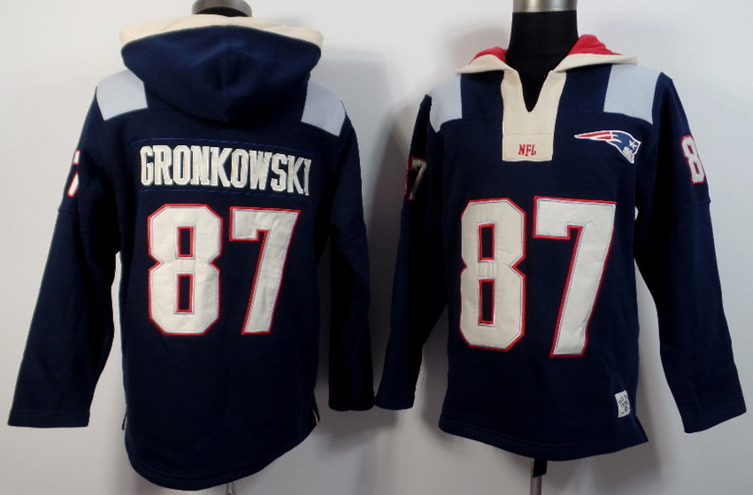 Nike Patriots 87 Rob Gronkowski Blue All Stitched Hooded Sweatshirt
