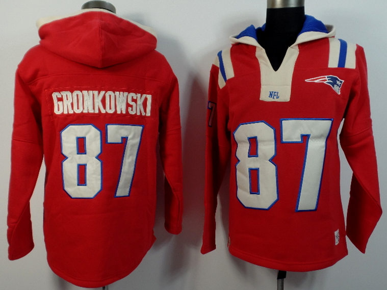 Nike Patriots 87 Rob Gronkowski Red All Stitched Hooded Sweatshirt
