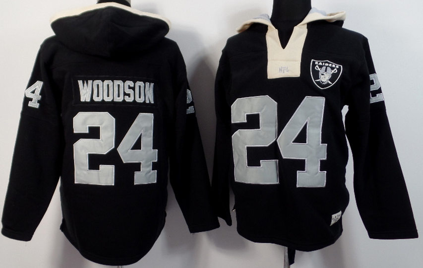 Nike Raiders 24 Charles Woodson Black All Stitched Hooded Sweatshirt