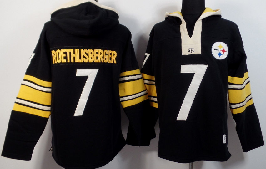 Nike Steelers 7 Ben Roethlisberger Black All Stitched Hooded Sweatshirt - Click Image to Close