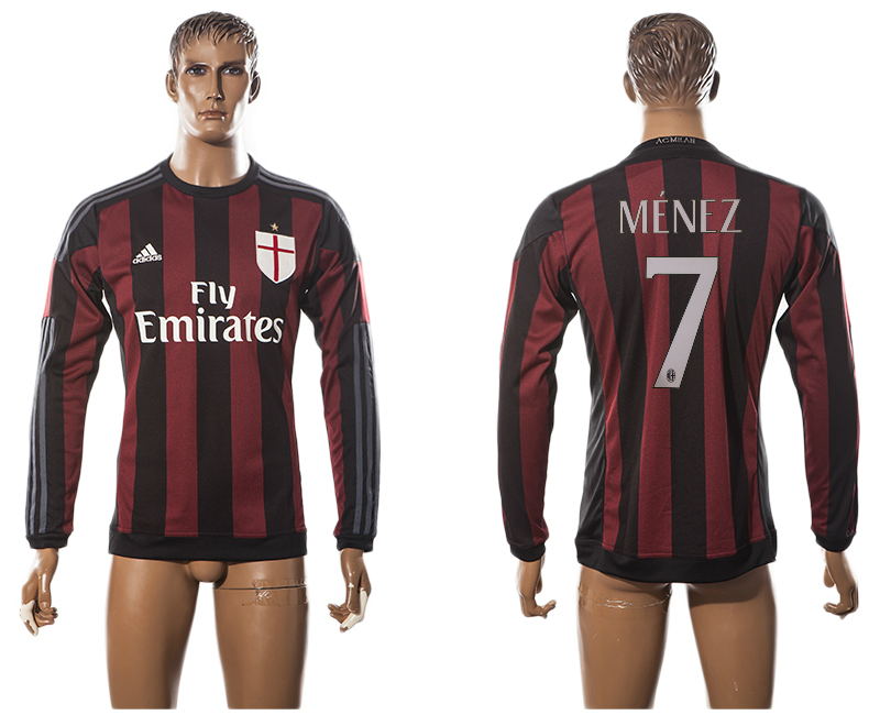 2015-16 AC Milan 7 MENEZ Home Long Sleeve Thailand Jersey