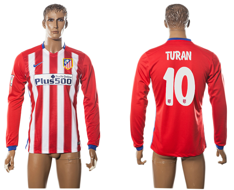 2015-16 Atletico Madrid 10 TURAN Home Long Sleeve Thailand Jersey