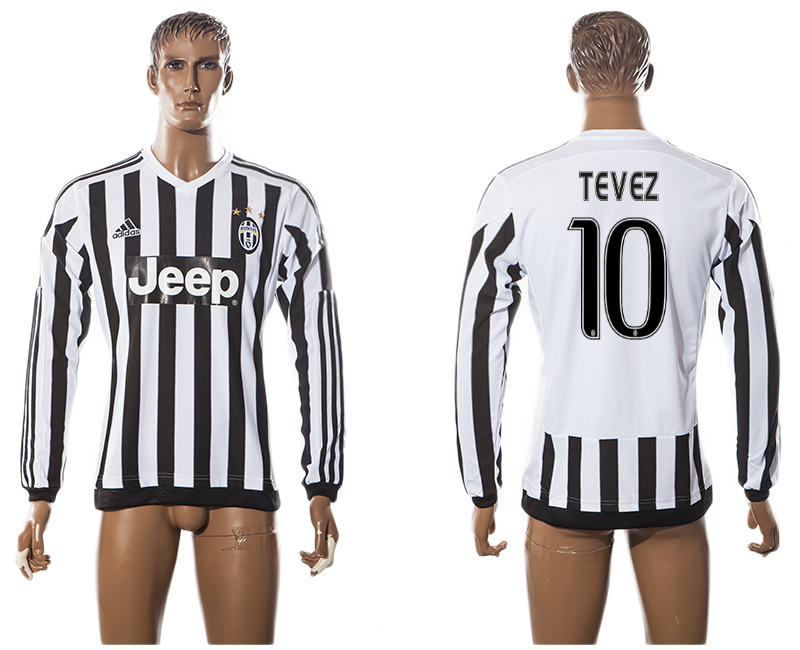 2015-16 Juventus 10 TEVEZ Home Long Sleeve Thailand Jersey