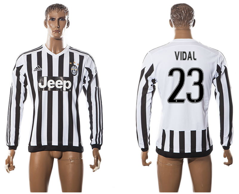 2015-16 Juventus 23 VIDAL Home Long Sleeve Thailand Jersey