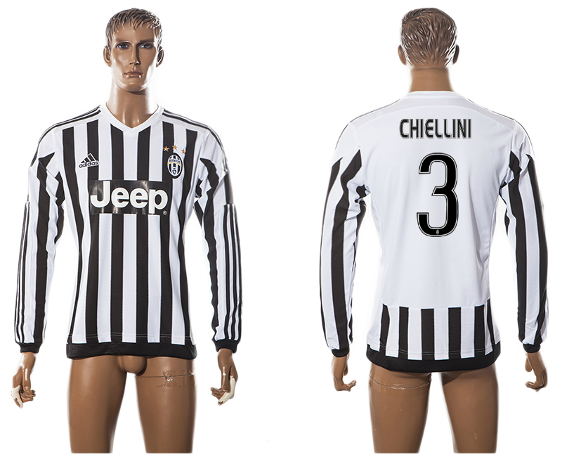 2015-16 Juventus 3 CHIELLINI Home Long Sleeve Thailand Jersey
