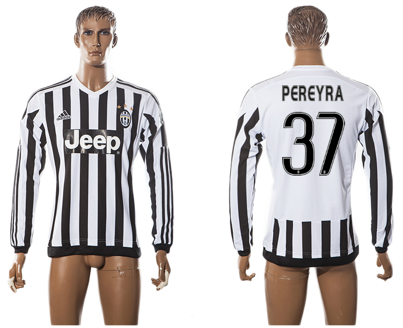 2015-16 Juventus 37 PEREYRA Home Long Sleeve Thailand Jersey