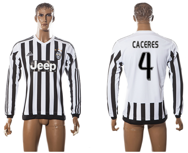 2015-16 Juventus 4 CACERES Home Long Sleeve Thailand Jersey