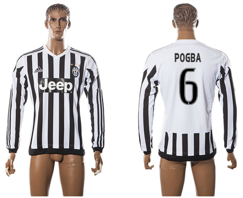 2015-16 Juventus 6 POGBA Home Long Sleeve Thailand Jersey