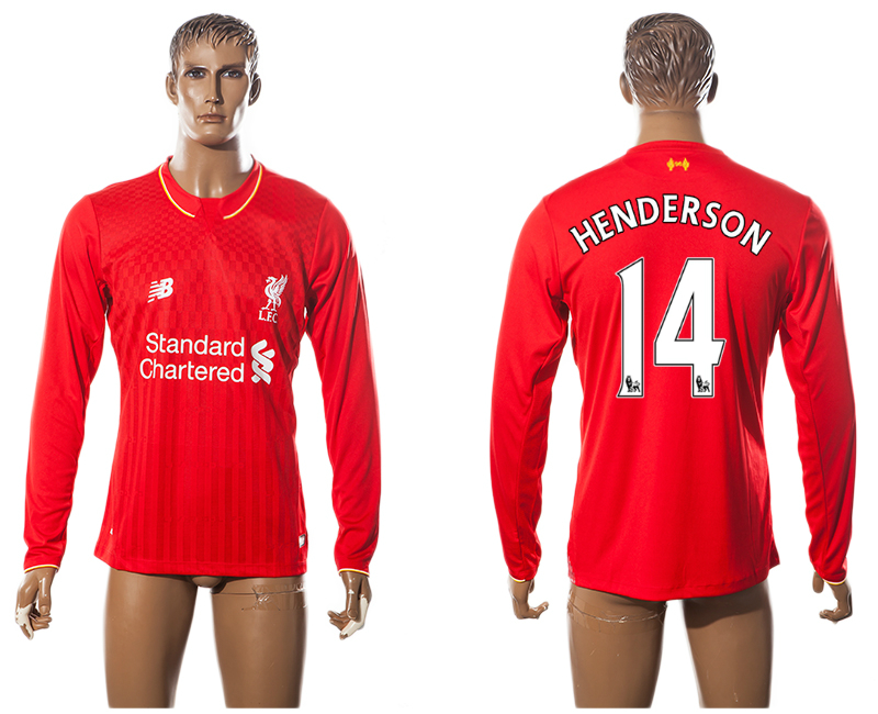 2015-16 Liverpool 14 HENDERSON Home Long Sleeve Thailand Jersey