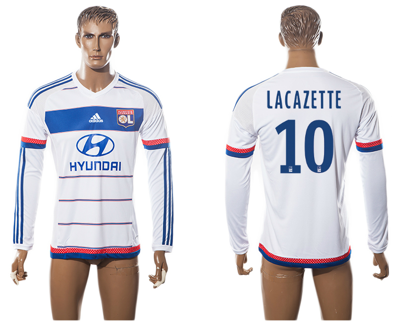 2015-16 Lyon 10 LACAZETTE Home Long Sleeve Thailand Jersey