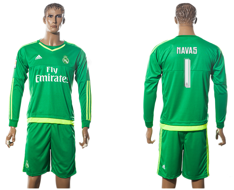 2015-16 Real Madrid 1 NAVAS Away Goalkeeper Long Sleeve Jersey