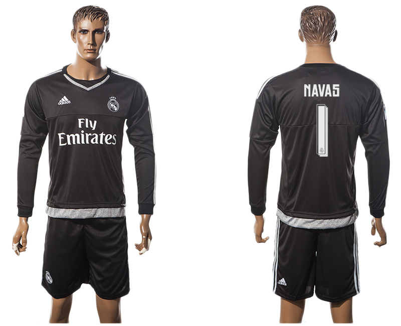 2015-16 Real Madrid 1 NAVAS Home Goalkeeper Long Sleeve Jersey