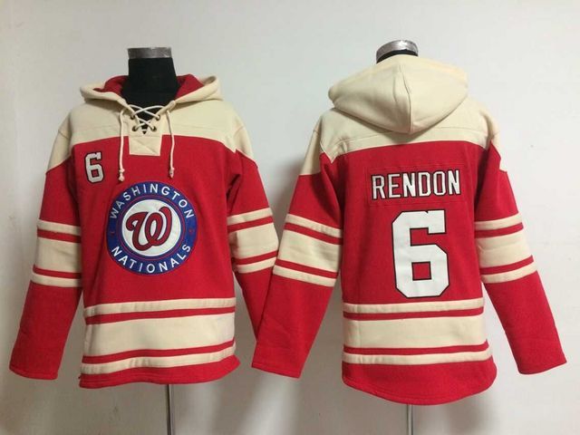Nationals 6 Anthony Rendon Red All Stitched Hooded Sweatshirt