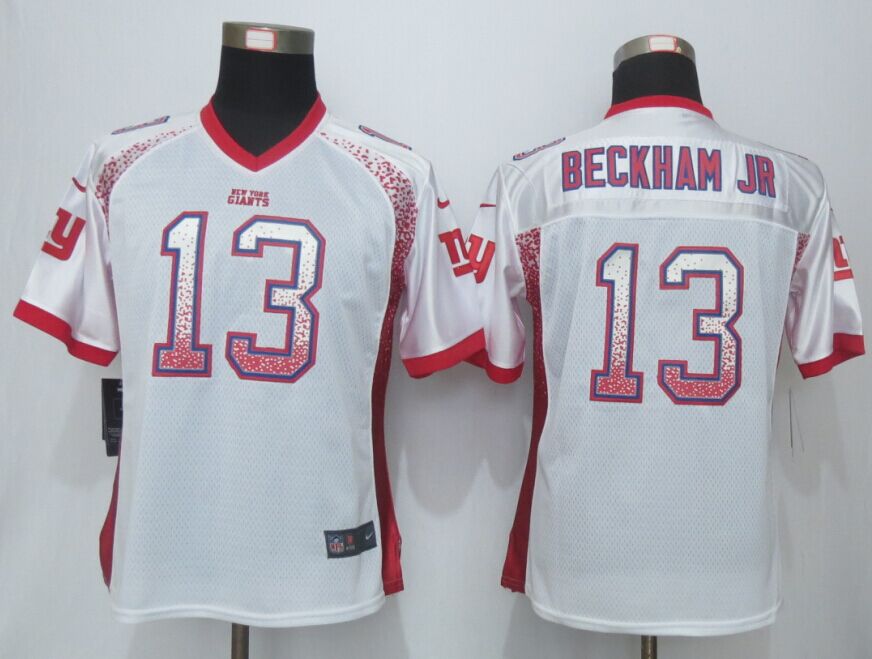 Nike Giants 13 Odell Beckham Jr White Women Drift Fashion Jersey