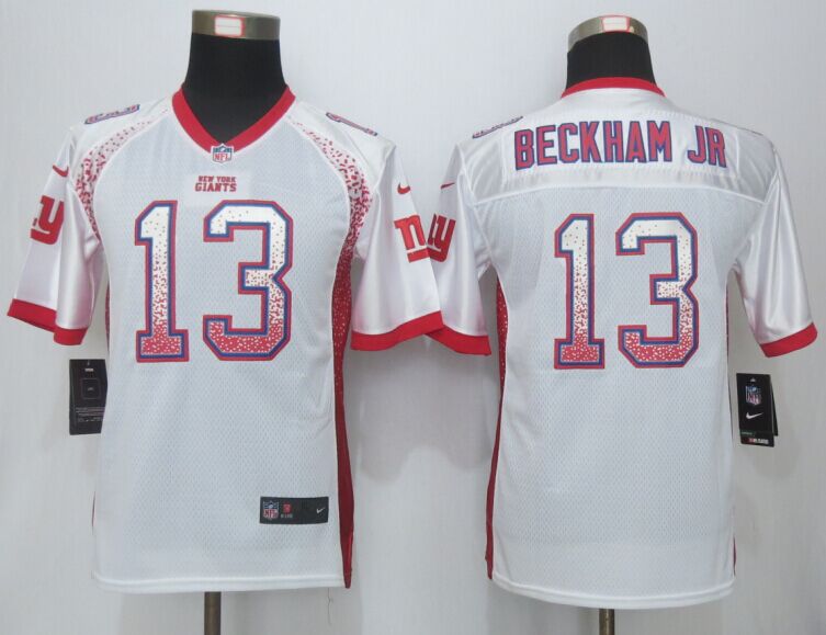Nike Giants 13 Odell Beckham Jr White Youth Drift Fashion Jersey - Click Image to Close