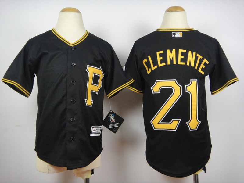 Pirates 21 Roberto Clemente Black Youth New Cool Base Jersey