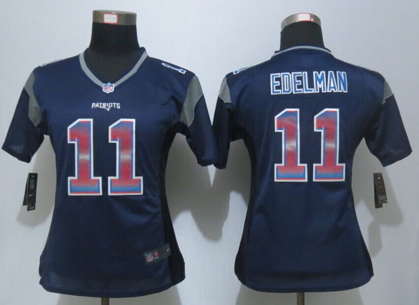 Nike Patriots 11 Julian Edelman Blue Pro Line Fashion Strobe Women Jersey