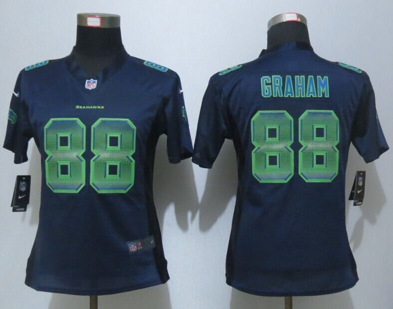 Nike Seahawks 88 Jimmy Graham Blue Pro Line Fashion Strobe Women Jersey