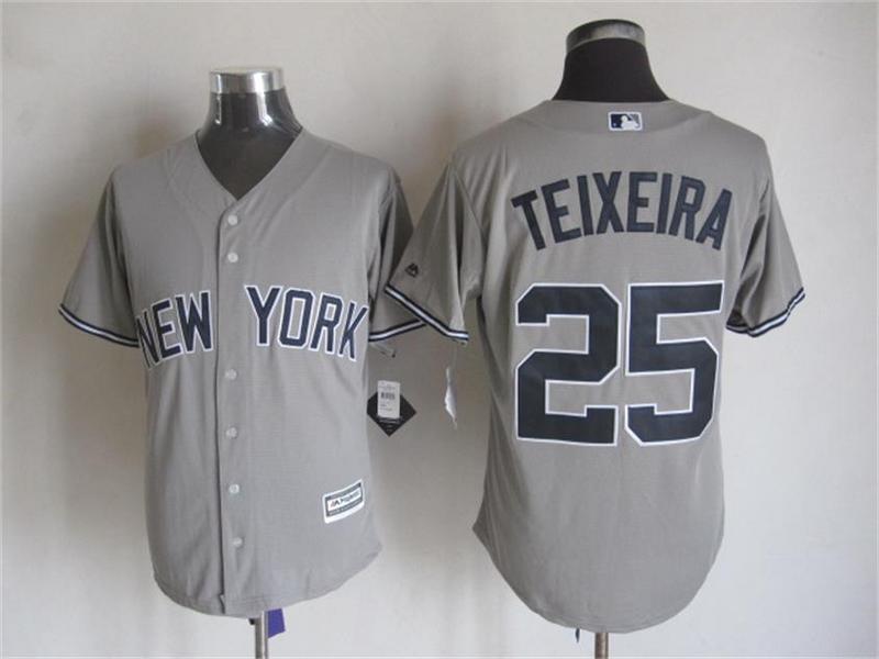 Yankees 25 Mark Teixeira Grey New Cool Base Jersey