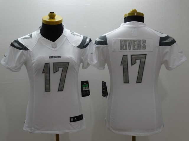 Nike Chargers 17 Philip Rivers White Platinum Limited Women Jersey