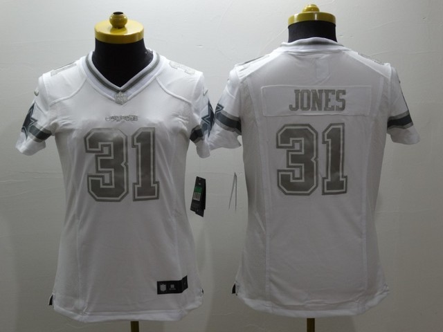 Nike Cowboys 31 Byron Jones White Platinum Limited Women Jersey