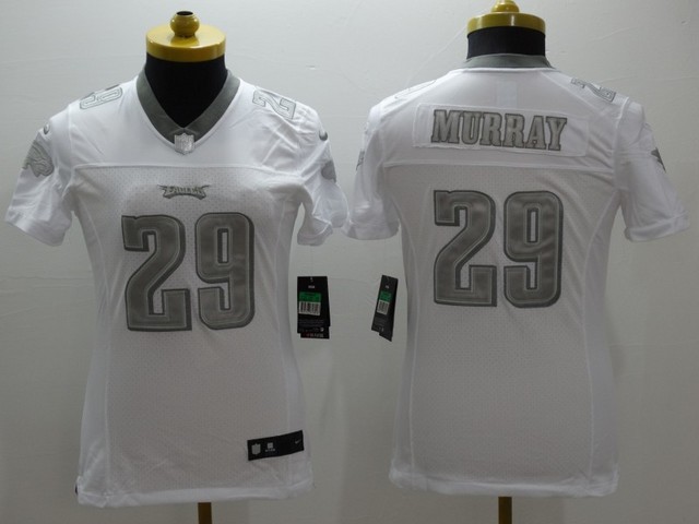 Nike Eagles 29 DeMarco Murray White Platinum Limited Women Jersey