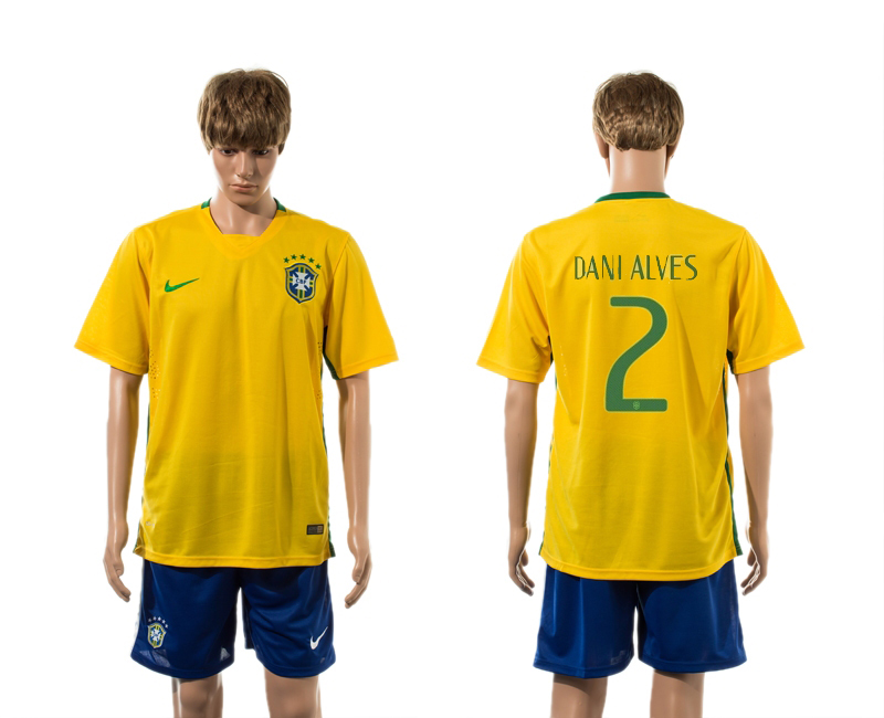 2015-16 Brazil 2 DANI ALVES Home Jersey