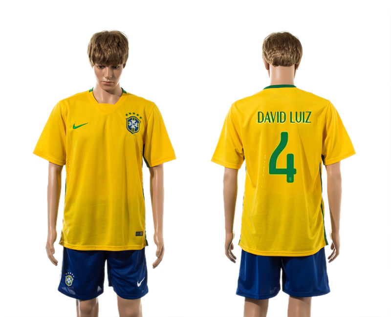 2015-16 Brazil 4 DAVID LUIZ Home Jersey