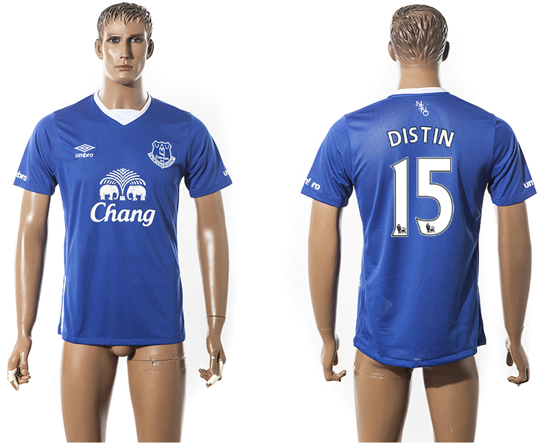 2015-16 Everton 15 DISTIN Home Thailand Jersey