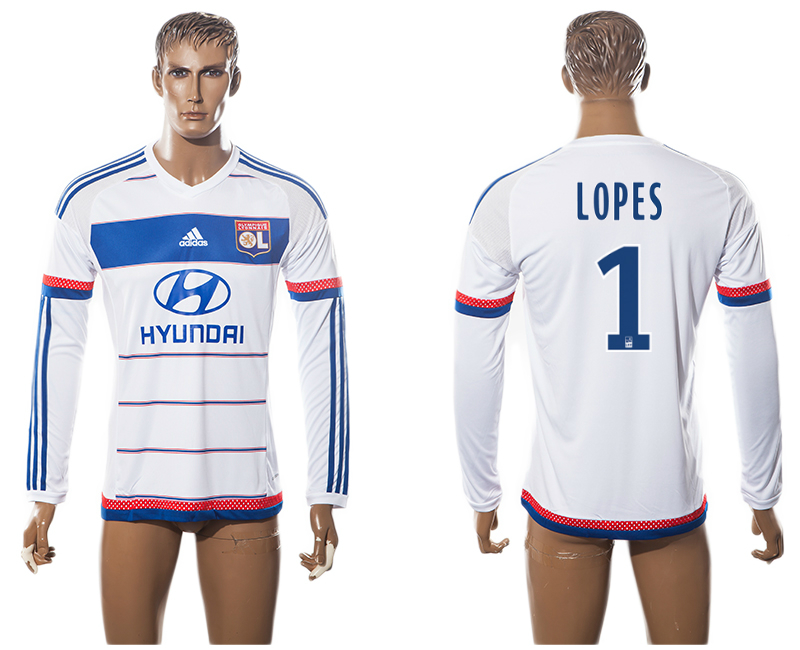 2015-16 Lyon 1 LOPES Home Long Sleeve Thailand Jersey