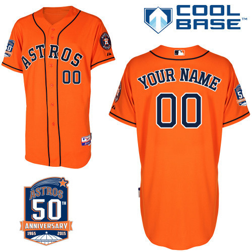 Astros Orange Customized Men 50th Anniversary Jersey